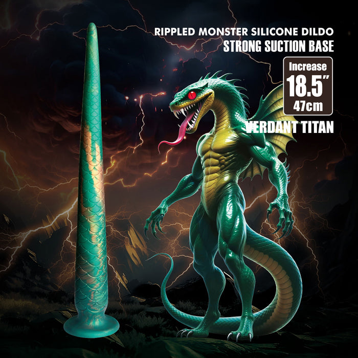 Power Monsters - Verdant Titan - Mythical Tail Dildo - Groen/Goud-Erotiekvoordeel.nl