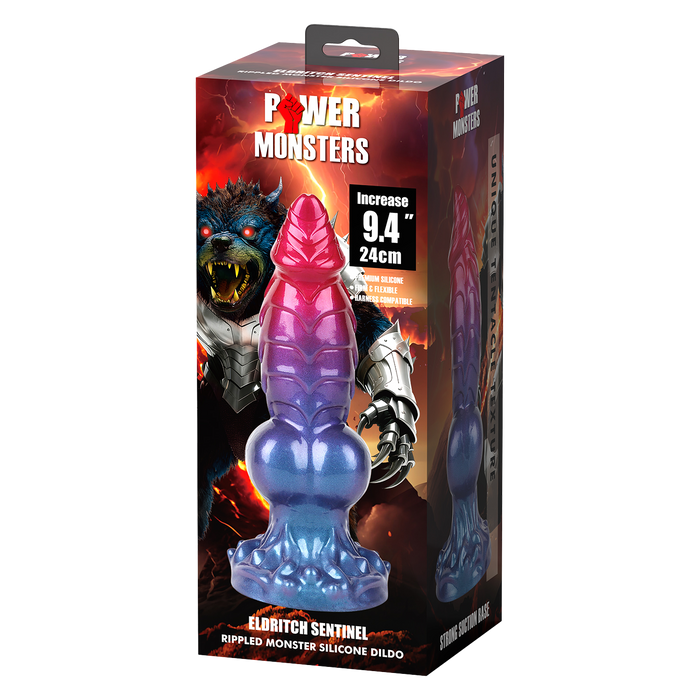 Power Monsters - Eldritch Sentinel - Monster Dildo - 24 cm - Rood/Blauw/Paars-Erotiekvoordeel.nl