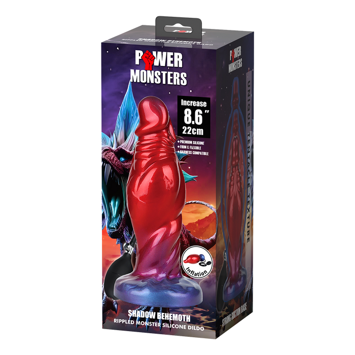 Power Monsters - Shadow Behemoth - Opblaasbare Monster Dildo - 22 cm - Rood/Blauw-Erotiekvoordeel.nl