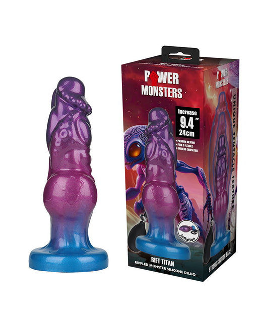 Power Monsters - Rift Titan - Opblaasbare Monster Dildo - 24 cm - Paars/Blauw-Erotiekvoordeel.nl