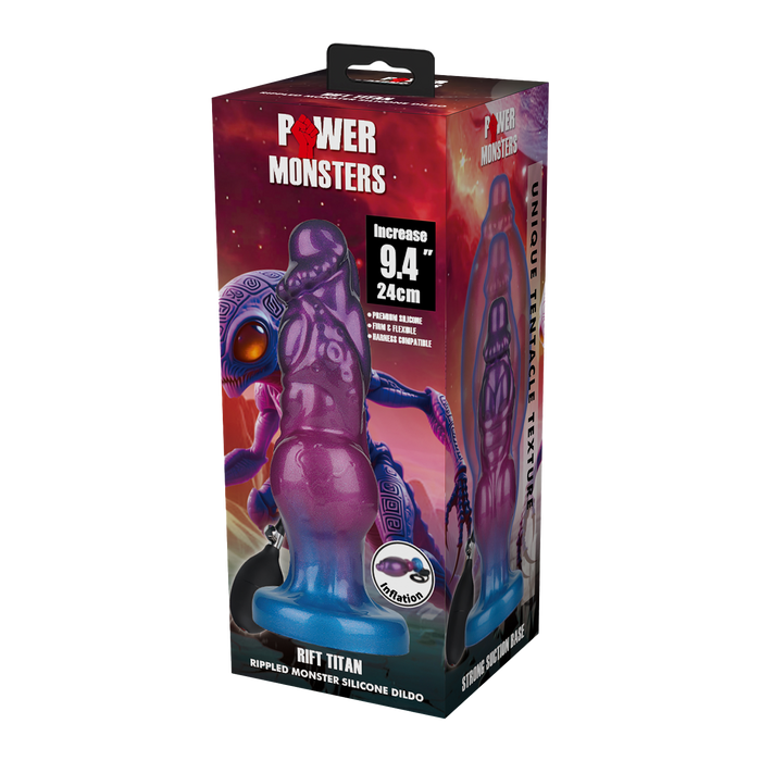 Power Monsters - Rift Titan - Opblaasbare Monster Dildo - 24 cm - Paars/Blauw-Erotiekvoordeel.nl