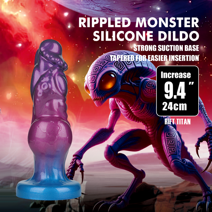 Power Monsters - Rift Titan - Opblaasbare Monster Dildo - 24 cm - Paars/Blauw-Erotiekvoordeel.nl