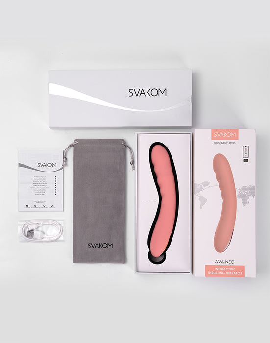 Svakom - Ava Neo - Stotende Vibrator - Thrusting Vibrator - Met App Control - Perzik Roze-Erotiekvoordeel.nl