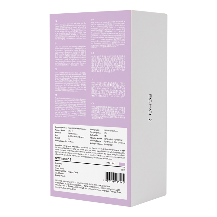 SVAKOM - Echo 2 - Flexibele Vinger Vibrator - App Control - Pink Lilac-Erotiekvoordeel.nl