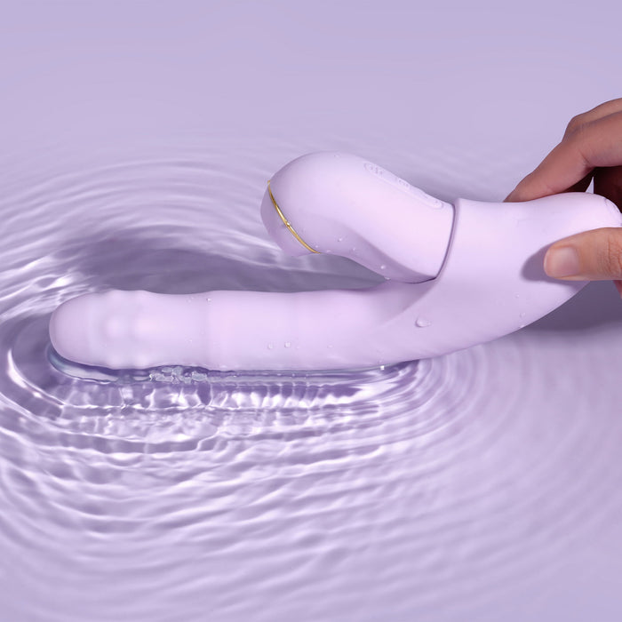 Svakom - DuoGlow – Stotende en Roterende Kralen Vibrator met Pulserende`Stimulator – Lila-Erotiekvoordeel.nl