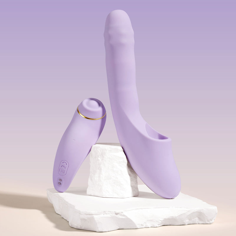 Svakom - DuoGlow – Stotende en Roterende Kralen Vibrator met Pulserende`Stimulator – Lila-Erotiekvoordeel.nl