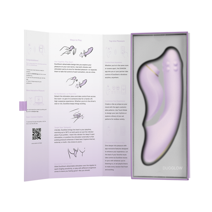 Svakom - DuoGlow – Stotende en Roterende Kralen Vibrator met Pulserende`Stimulator – Lila-Erotiekvoordeel.nl