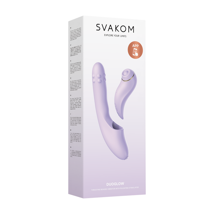 Svakom - DuoGlow – Stotende en Roterende Kralen Vibrator met Pulserende`Stimulator – Lila-Erotiekvoordeel.nl