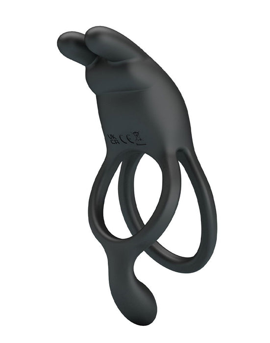 Pretty Love - Seth - Vibrerende Dubbele Cockring - Zwart-Erotiekvoordeel.nl