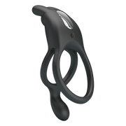 Pretty Love - Seth - Vibrerende Dubbele Cockring - Zwart-Erotiekvoordeel.nl