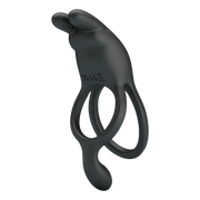 Pretty Love - Seth - Vibrerende Dubbele Cockring - Zwart-Erotiekvoordeel.nl