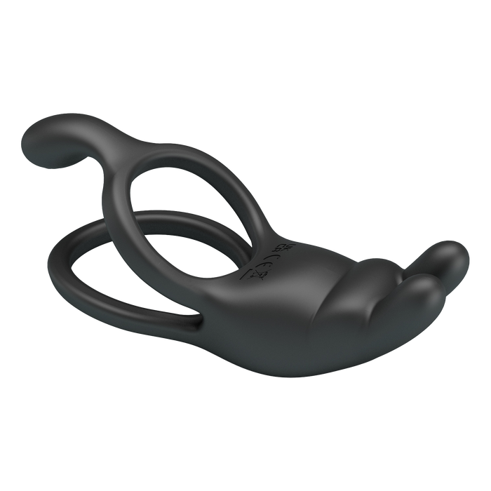 Pretty Love - Seth - Vibrerende Dubbele Cockring - Zwart-Erotiekvoordeel.nl