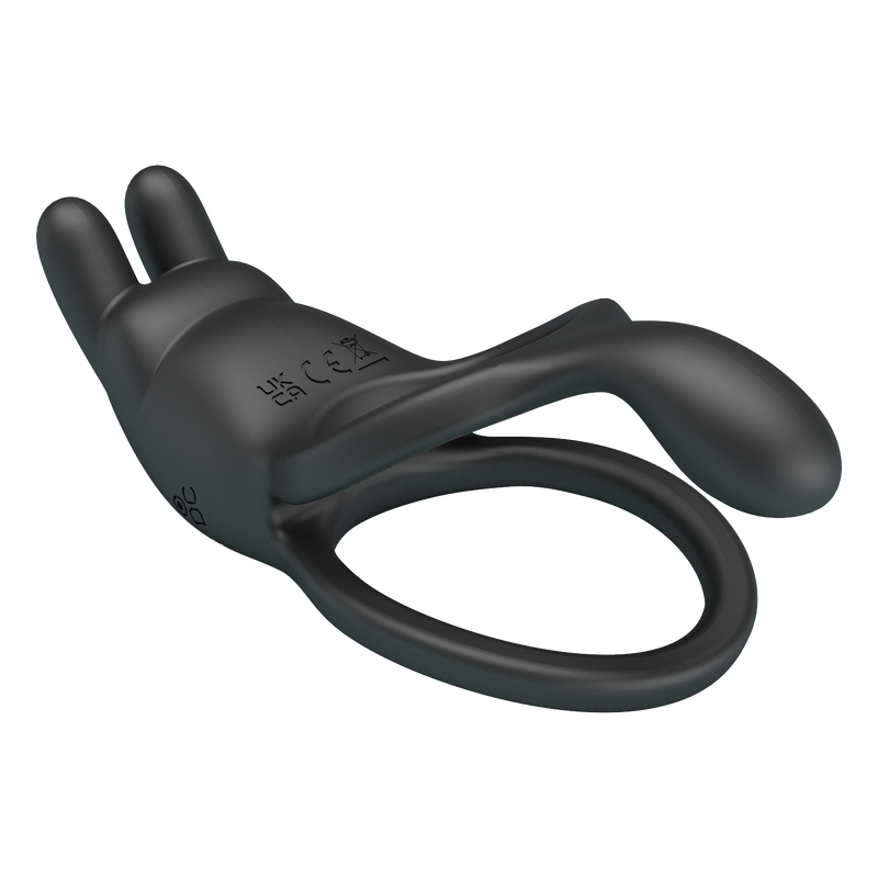 Pretty Love - Seth - Vibrerende Dubbele Cockring - Zwart-Erotiekvoordeel.nl