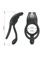 Pretty Love - Seth - Vibrerende Dubbele Cockring - Zwart-Erotiekvoordeel.nl