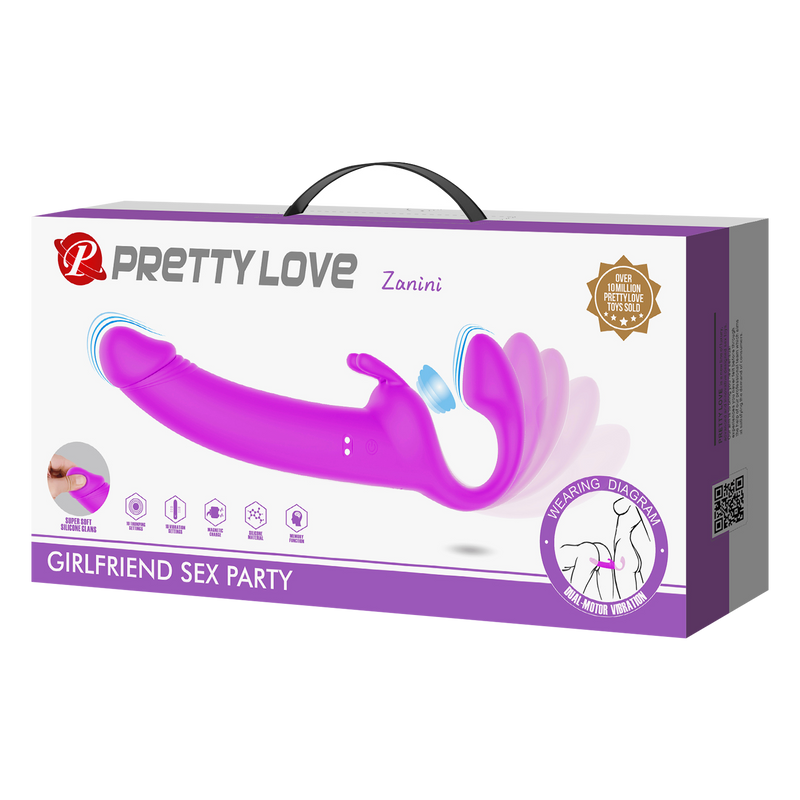 Pretty Love - Zanini - Vibrerende Strapless Strap-On - Diep Roze-Erotiekvoordeel.nl