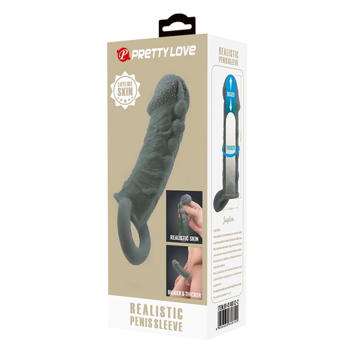Pretty Love - Faylen - Realistische Penis Sleeve - Donkergrijs-Erotiekvoordeel.nl