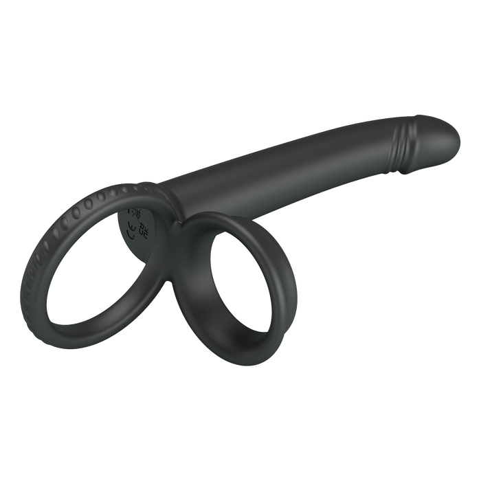 Pretty Love - Moses - Cock en Ball Ring Dildo - Zwart-Erotiekvoordeel.nl