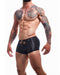 Cut4Men - Sexy Wetlook Minishort - Peekaboo - Zwart-Erotiekvoordeel.nl