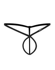 Cut4Men - Spandex Sexy Gekruiste Herenstring - Zwart Leatherette-Erotiekvoordeel.nl