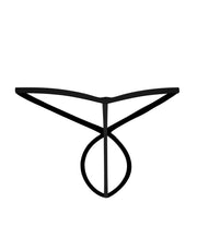 Cut4Men - Spandex Sexy Gekruiste Herenstring - Zwart Leatherette-Erotiekvoordeel.nl