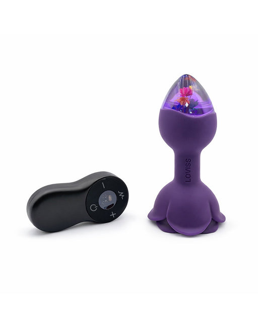 LOVISS - Posy - Garden Vibrerende Buttplug met afstandsbediening – Paars-Erotiekvoordeel.nl