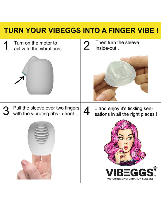 VIBEGGS - Candy Curves - Vibrerende Masturbatie Sleeve èn Vinger Vibrator - Wit-Erotiekvoordeel.nl