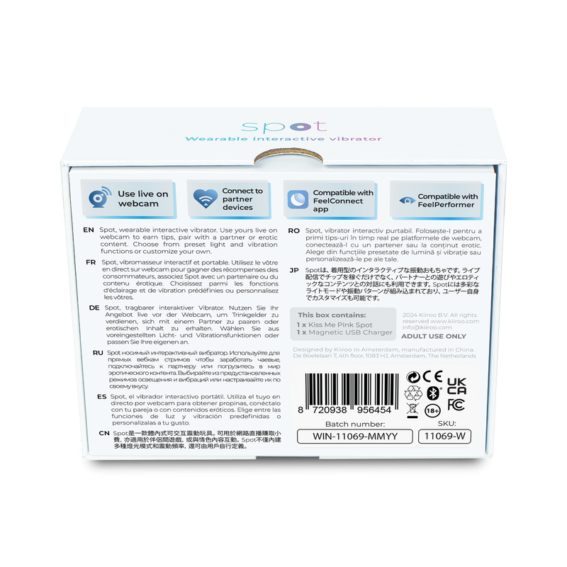 Kiiroo - Spot - Draagbaar Interactief Vibrerend Eitje - Kiss Me - Roze-Erotiekvoordeel.nl