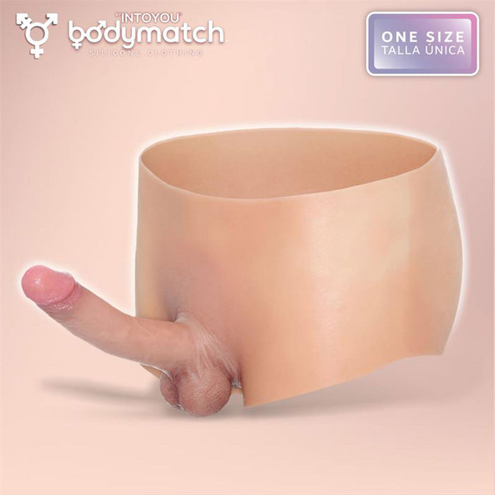 Bodymatch - Blayke - Bodysuit met Geïntegreerde Siliconen Penis - One Size - Lichte Huidskleur-Erotiekvoordeel.nl