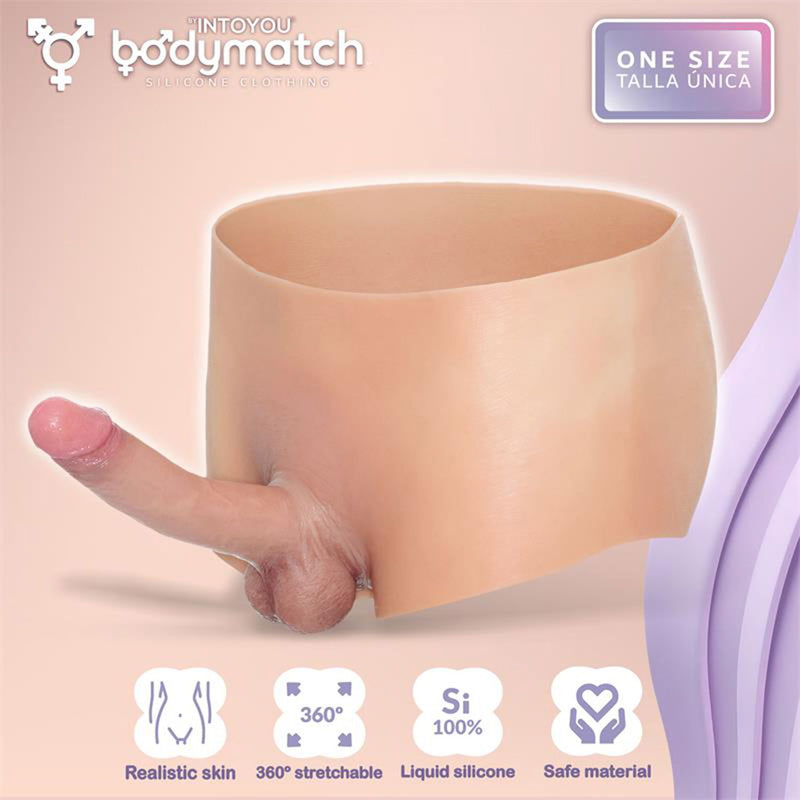 Bodymatch - Blayke - Bodysuit met Geïntegreerde Siliconen Penis - One Size - Lichte Huidskleur-Erotiekvoordeel.nl