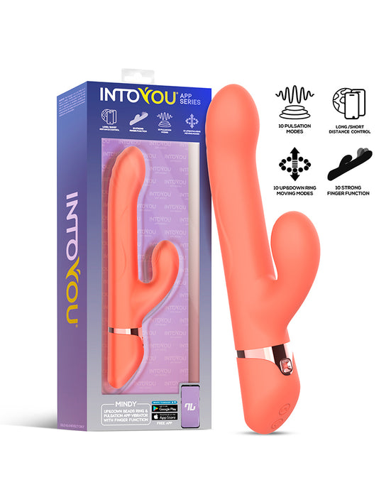 Intoyou - Mindy - Tapping Rabbit Vibrator met Klop-functie en App - Koraal Oranje-Erotiekvoordeel.nl