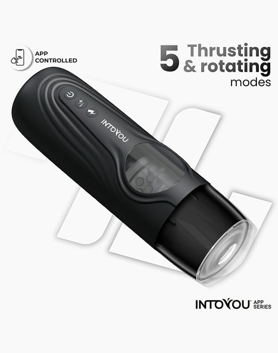 IY - Egor - App Bediende Masturbator met Trusting & Rotatie – Zwart-Erotiekvoordeel.nl