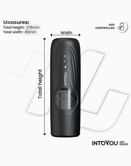 IY - Egor - App Bediende Masturbator met Trusting & Rotatie – Zwart-Erotiekvoordeel.nl