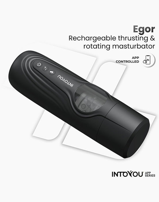 IY - Egor - App Bediende Masturbator met Trusting & Rotatie – Zwart-Erotiekvoordeel.nl