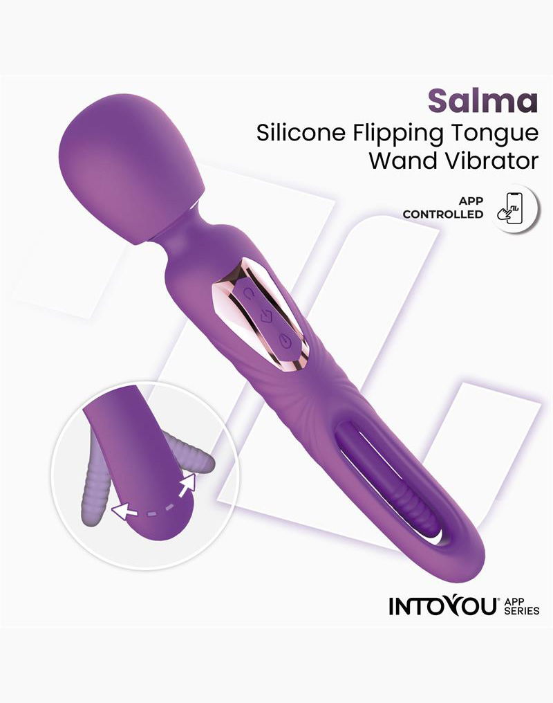 IY Salma - Wand Vibrator met draaiende tong - App-Controlled - Paars-Erotiekvoordeel.nl