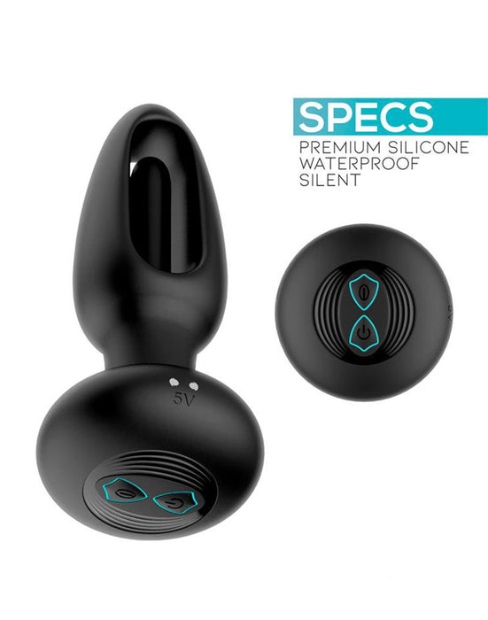 IY Sasha - Vibrerende Buttplug met Bewegend Tongetje en Afstandsbediening - Zwart-Erotiekvoordeel.nl