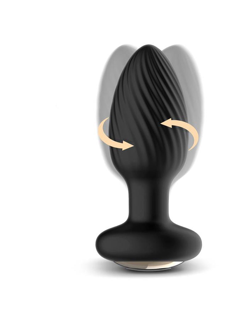 IY Drago - Vibrerende Buttplug - 360° Twister Beweging met Afstandsbediening - Zwart-Erotiekvoordeel.nl