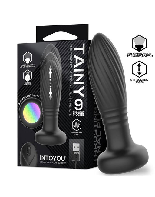 IY Tainy - Stotende Buttplug met Ledverlichting en Afstandsbediening - Zwart-Erotiekvoordeel.nl