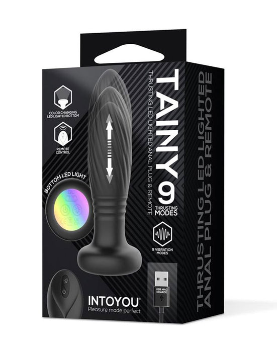 IY Tainy - Stotende Buttplug met Ledverlichting en Afstandsbediening - Zwart-Erotiekvoordeel.nl