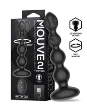 IY Mouve - Roterende en Vibrerende Geribbelde Buttplug met Afstandsbediening - 2 motoren - Zwart-Erotiekvoordeel.nl