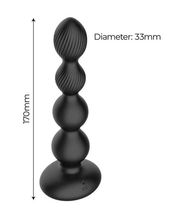 IY Mouve - Roterende en Vibrerende Geribbelde Buttplug met Afstandsbediening - 2 motoren - Zwart-Erotiekvoordeel.nl