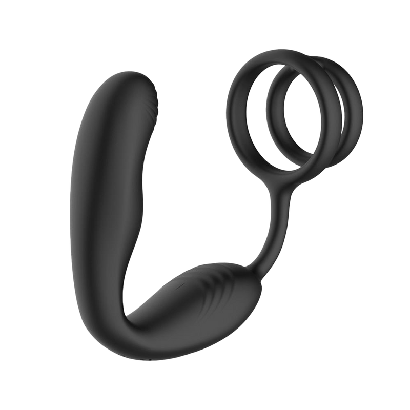 IY - Bruce - Prostaatmassager 360° - Met dubbele penisring - Zwart-Erotiekvoordeel.nl