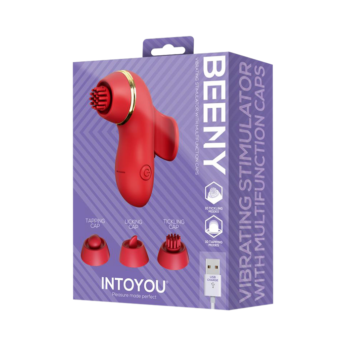 IY- Beeny - Multifunctionele vibrator - Met 4 Opzetstukjes - Rood-Erotiekvoordeel.nl