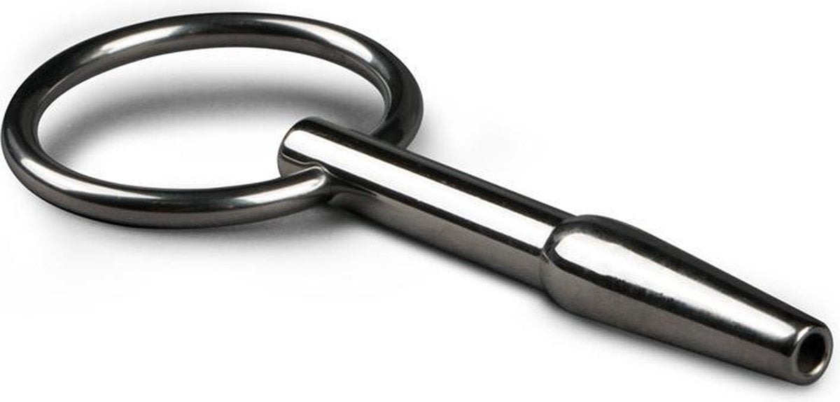 Sinner Holle Metalen Penisplug van Edelstaal met Ring-Erotiekvoordeel.nl