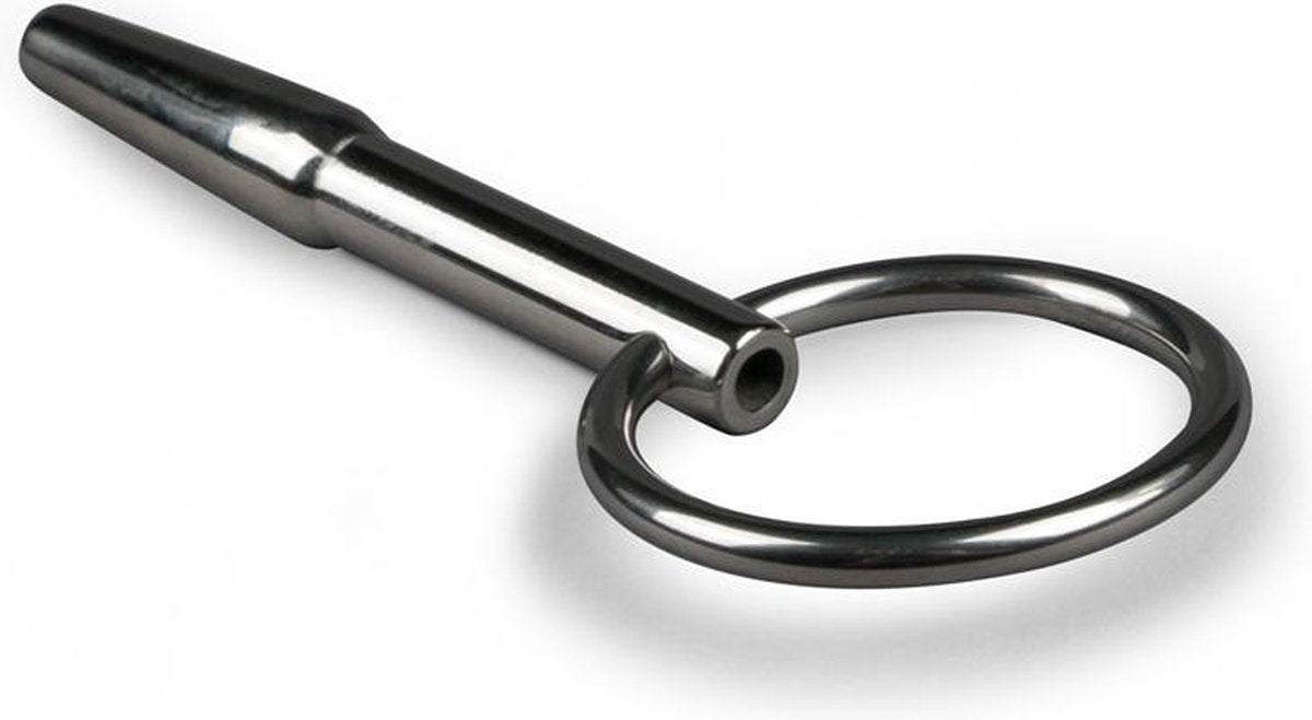 Sinner Holle Metalen Penisplug van Edelstaal met Ring-Erotiekvoordeel.nl