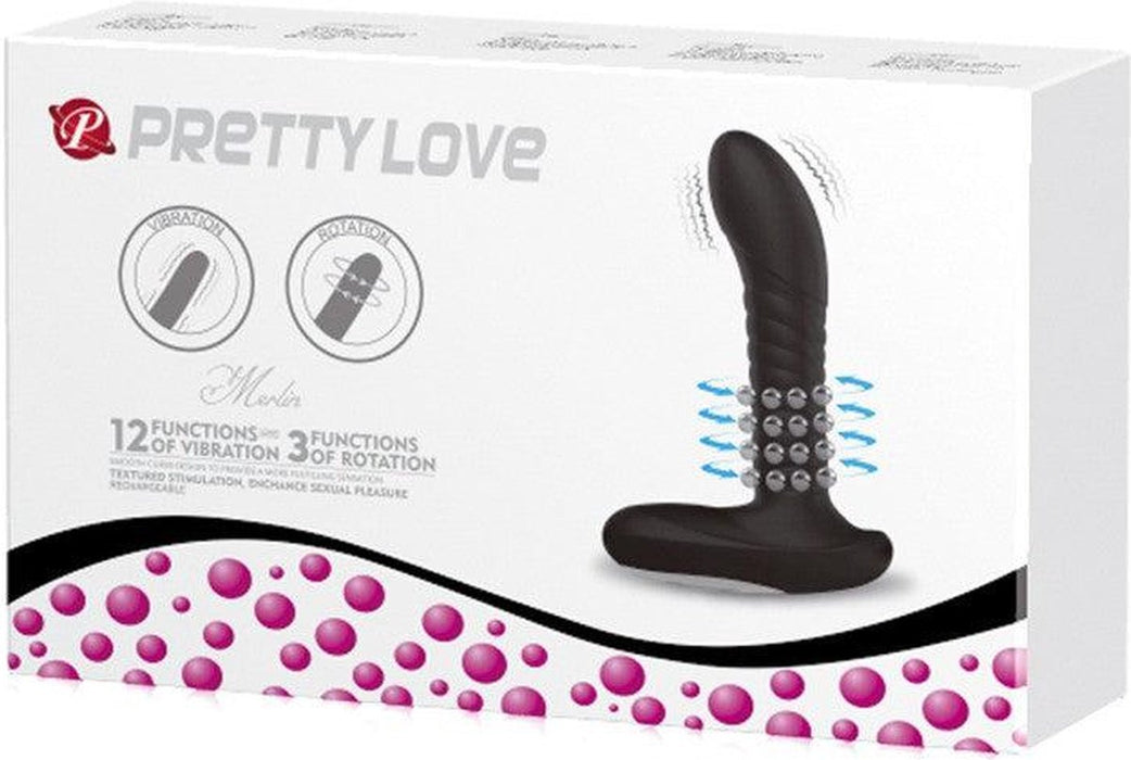 Pretty Love - Merlin - Buttplug - Vibrerende en Roterende Buttplug - Siliconen-Erotiekvoordeel.nl