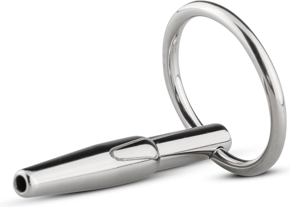 Sinner Holle Metalen Penisplug van Edelstaal met Ring-Erotiekvoordeel.nl