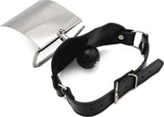 Kiotos - Gag met WC-rol houder - Leder/RVS - Zwart-Erotiekvoordeel.nl