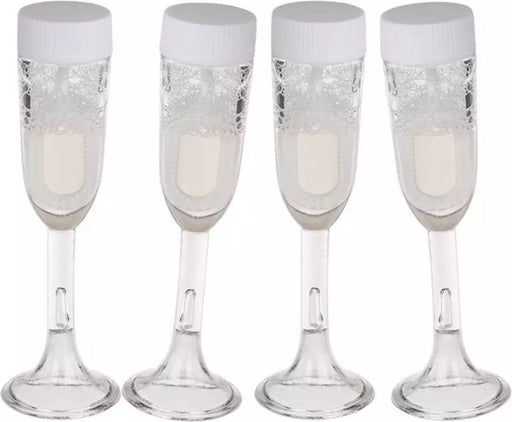 4x Bruiloft bellenblaas champagne glazen - 4 x 10 cm - Bellenblazen - Trouwerij/huwelijk - Bruiloftsgasten feestartikelen-Erotiekvoordeel.nl