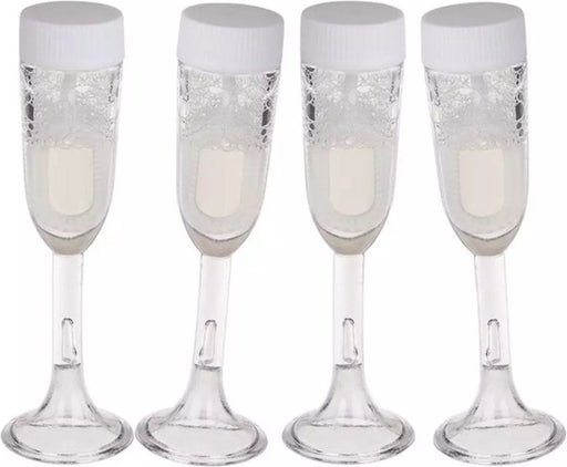 4x Bruiloft bellenblaas champagne glazen - 4 x 10 cm - Bellenblazen - Trouwerij/huwelijk - Bruiloftsgasten feestartikelen-Erotiekvoordeel.nl