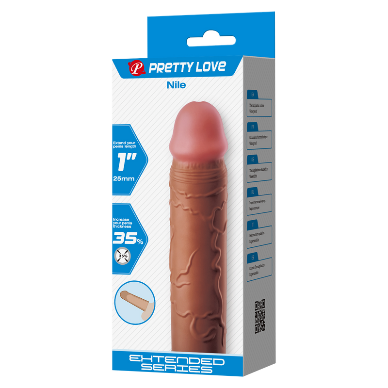 Pretty Love - Nile - Verlengde Penis Sleeve - 25mm - Bruin-Erotiekvoordeel.nl